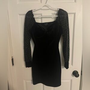 Black velvet and sheer dress